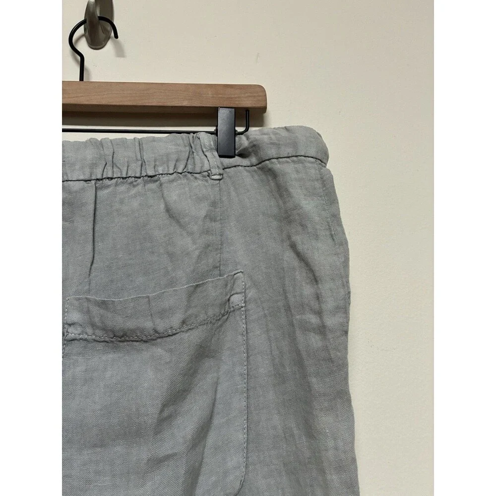 Zara Women’s XL Flared Wide Leg Textured Linen  Boho Light Blue Pants